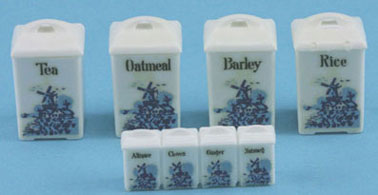 Dollhouse Miniature Delft Canisters